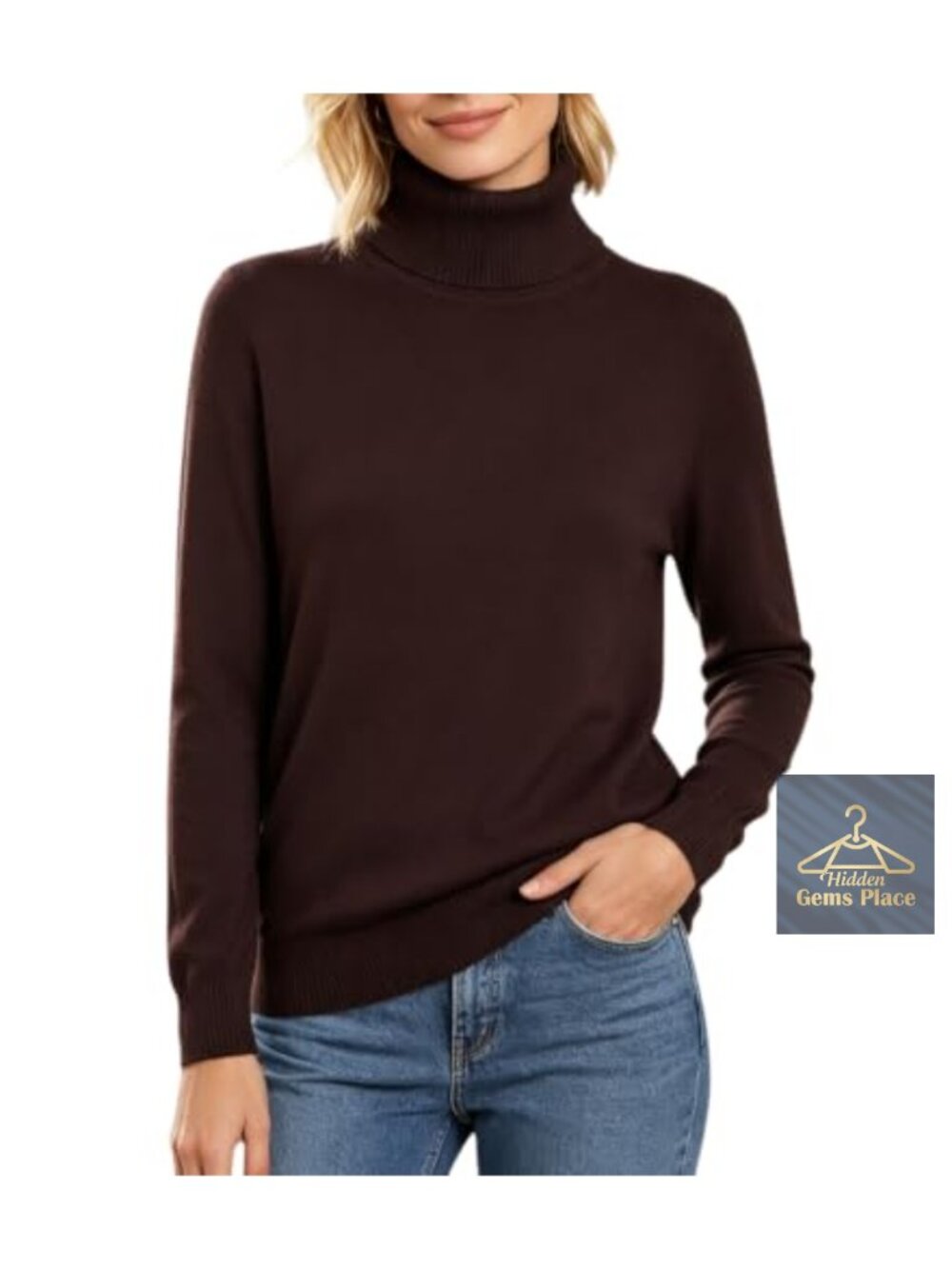 Turtleneck Sweater Long Sleeve Knit Pullover Top Soft Stretchy